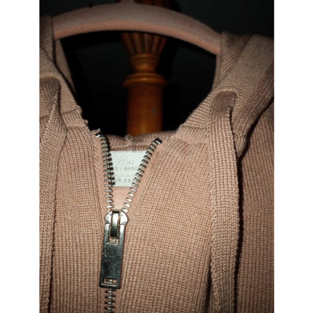 Pink knit zip up hoodie